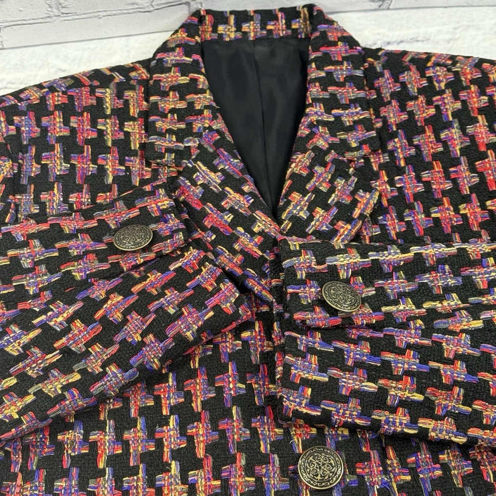 Vintage Doncaster Women's 12 Silk‎ Cropped Blazer 2 Button Brocade Jacket Celtic - Picture 11 of 13